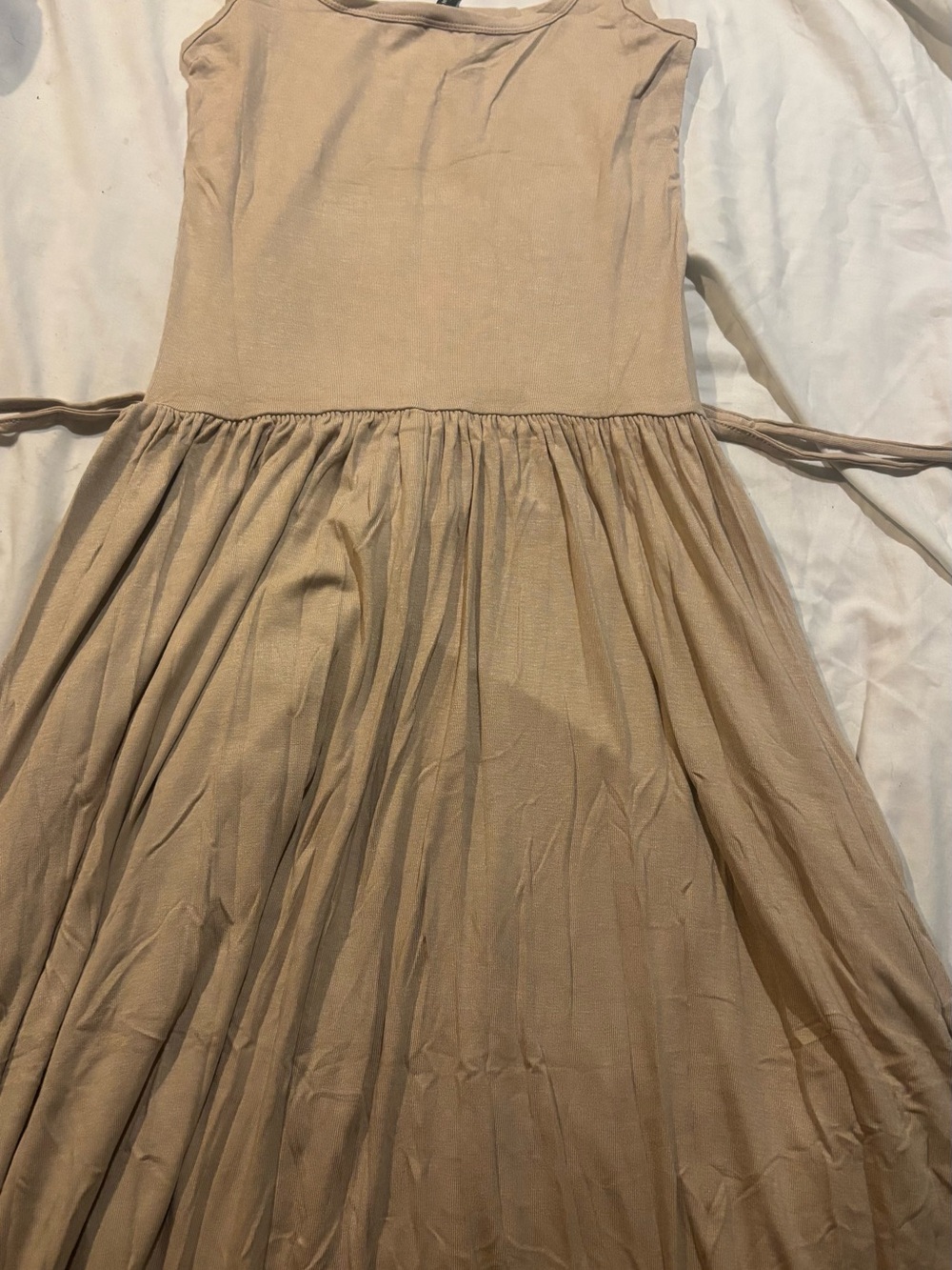 Sleeveless Flowing Midi Dress in Nude